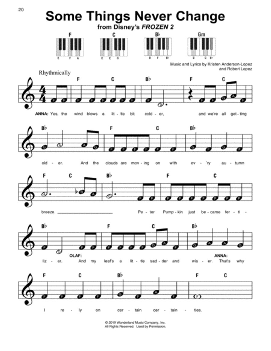 Some Things Never Change (from Disney's Frozen 2) Easy Piano scores gallery preview page 1
