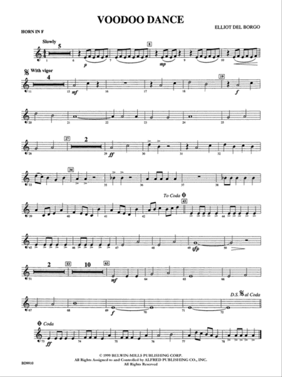 Voodoo Dance: 1st F Horn Concert Band scores gallery preview page 1