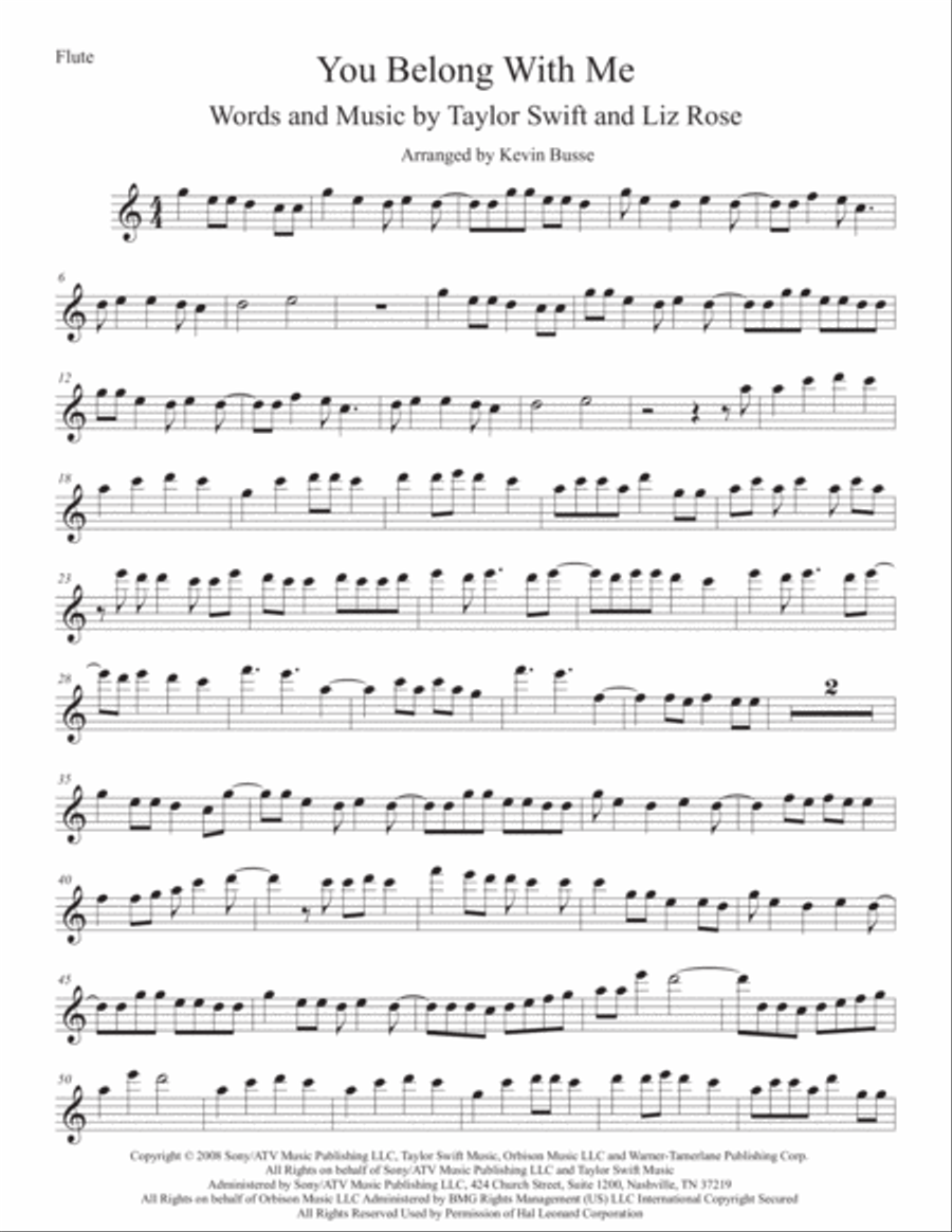 You Belong With Me You Belong With Me Flute Solo scores gallery preview page 1
