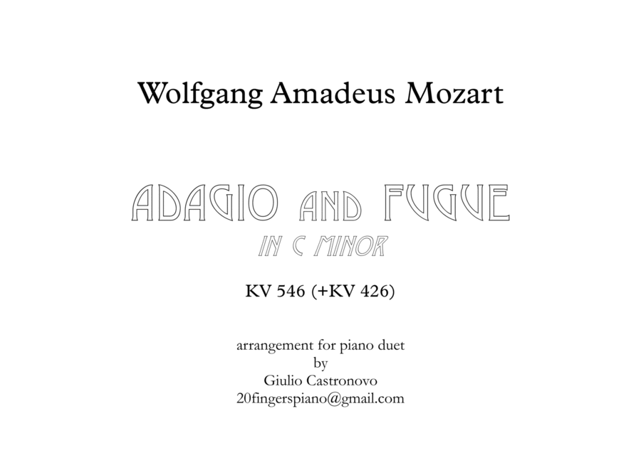 Mozart: Adagio & Fugue KV 546 (+KV 426) for Piano Duet (4 hands) Piano Method scores gallery preview page 1