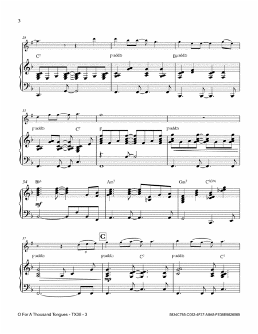 O For A Thousand Tongues O For A Thousand Tongues Tenor Saxophone scores gallery preview page 4