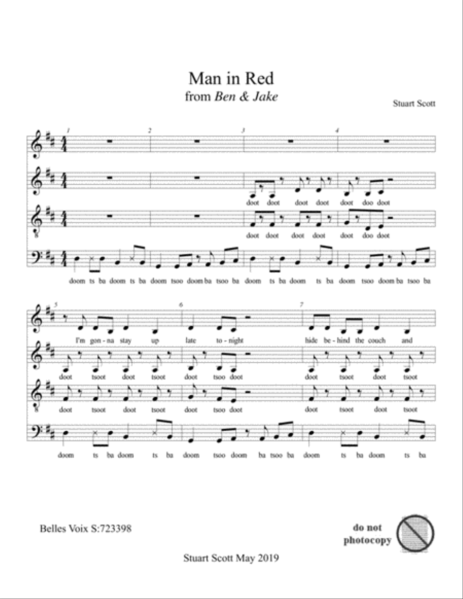 Man in Red from the musical Ben & Jake Choir scores gallery preview page 1