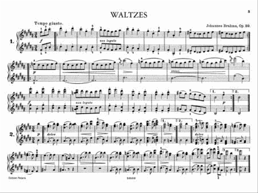 Waltzes, Op. 39 1 Piano, 4-Hands scores gallery preview page 3
