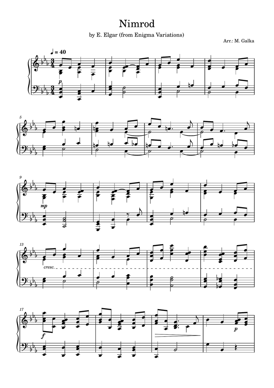 Nimrod Piano Solo Cover Piano Solo scores gallery preview page 1