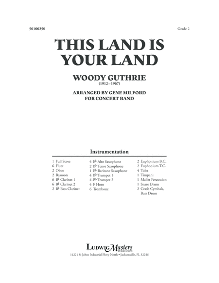 This Land is Your Land Concert Band scores gallery preview page 1
