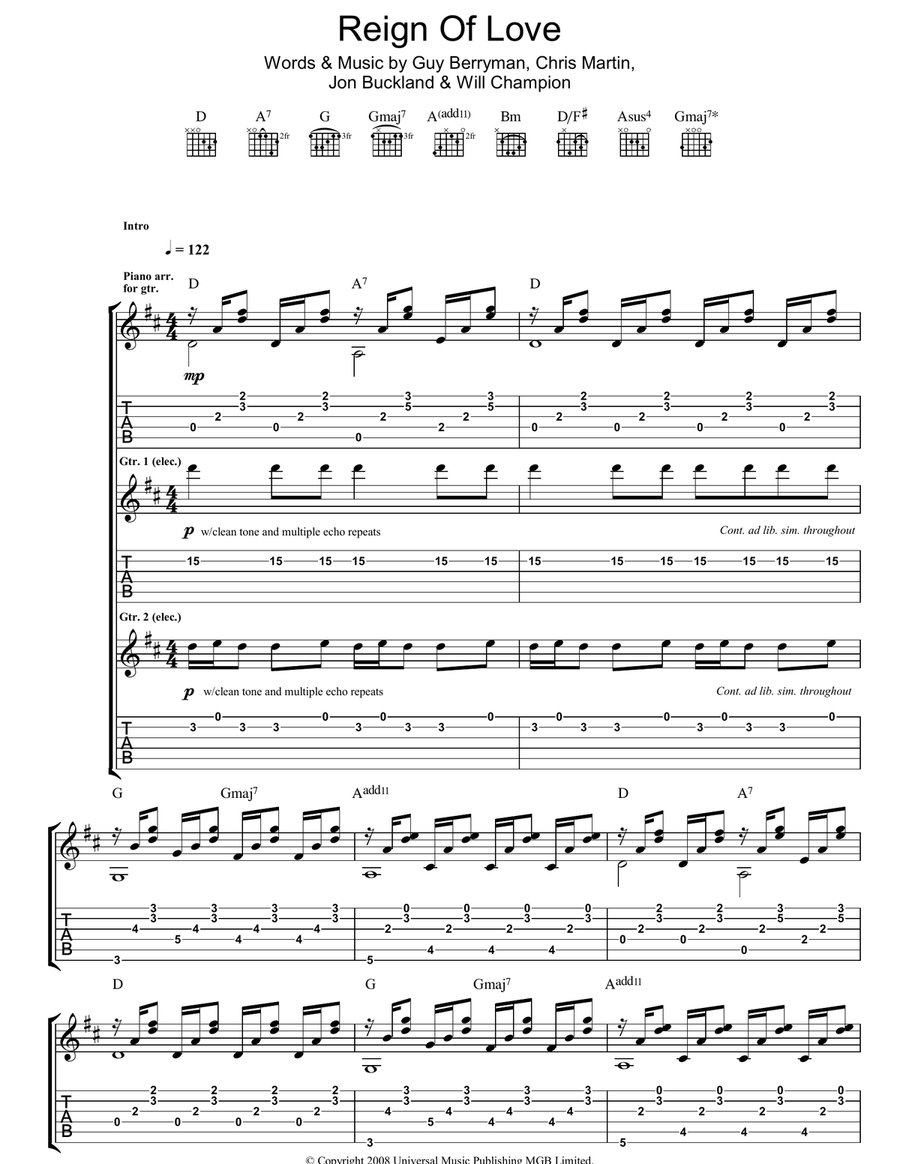 Reign Of Love Acoustic Guitar scores gallery preview page 1