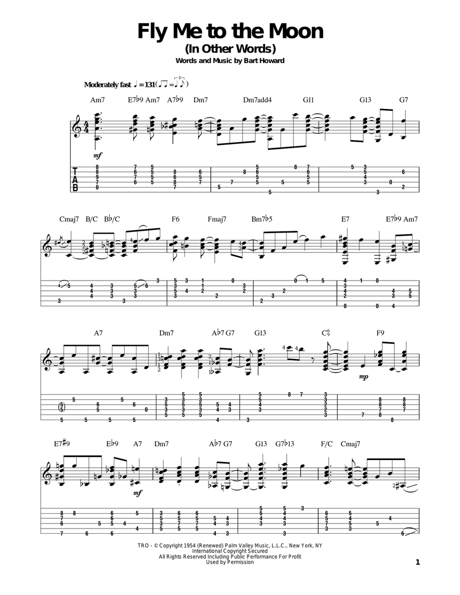 Fly Me To The Moon (In Other Words) Electric Guitar scores gallery preview page 1