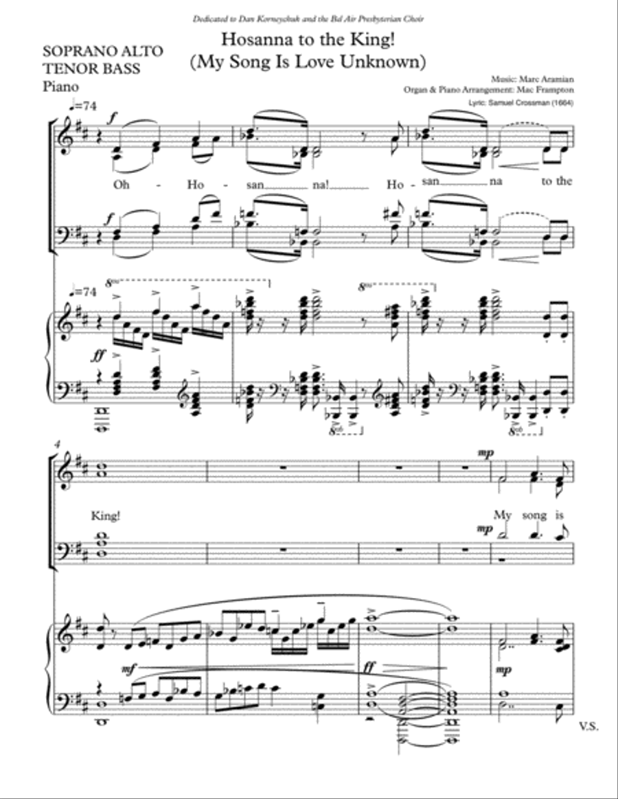 Hosanna to the King! (My Song is Love Unknown) 4-Part scores gallery preview page 1