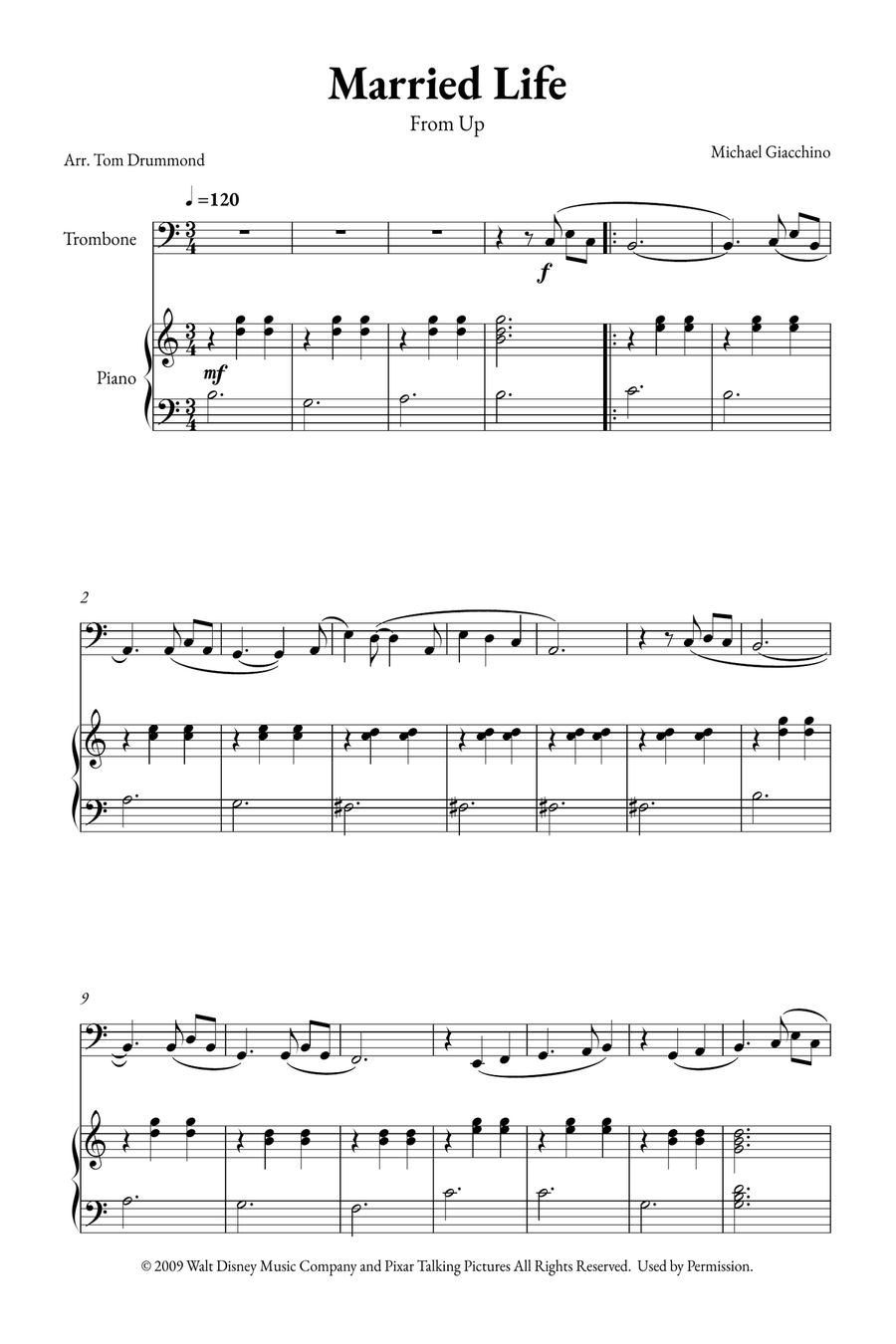 Married Life Married Life Piano scores gallery preview page 1