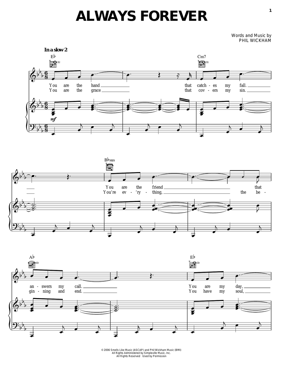 Always Forever Piano, Vocal, Guitar scores gallery preview page 1