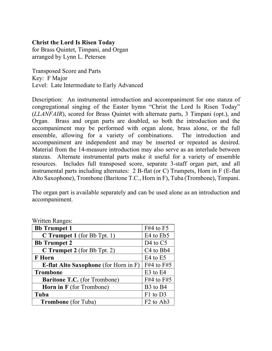 Christ the Lord Is Risen Today (LLANFAIR) Small Ensemble scores gallery preview page 3