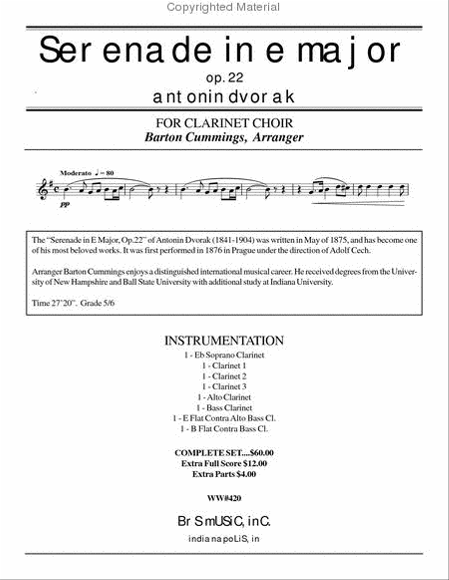 Serenade in E Major, Op. 22 Clarinet Choir scores gallery preview page 2
