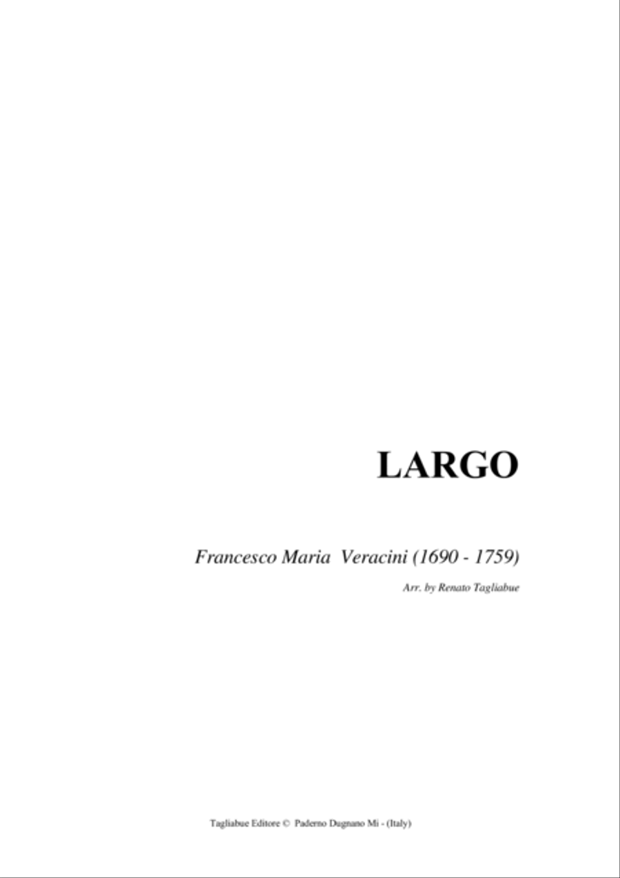 VERACINI - LARGO - Arr. for Organ Organ Solo scores gallery preview page 1