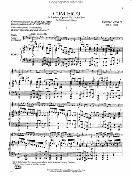 Concerto In B Minor, Opus 9, No. 12