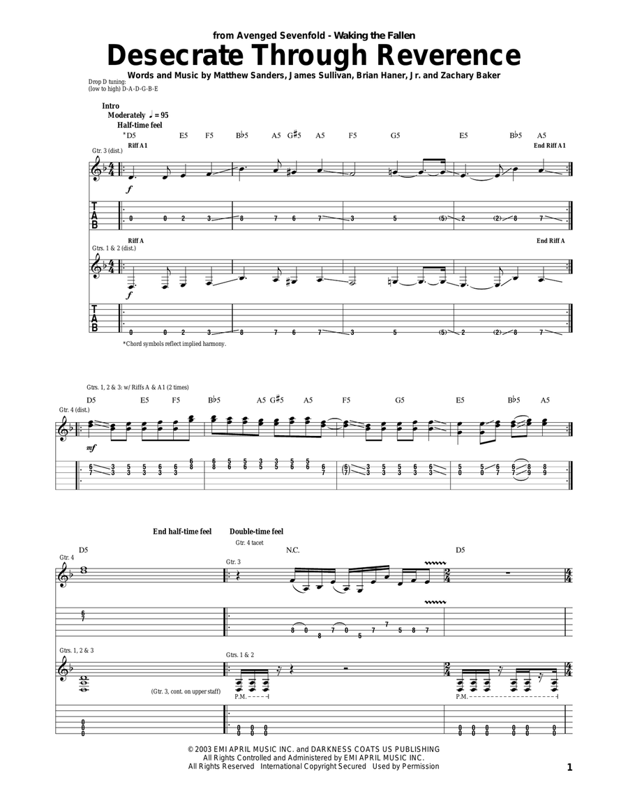 Desecrate Through Reverance Acoustic Guitar scores gallery preview page 1