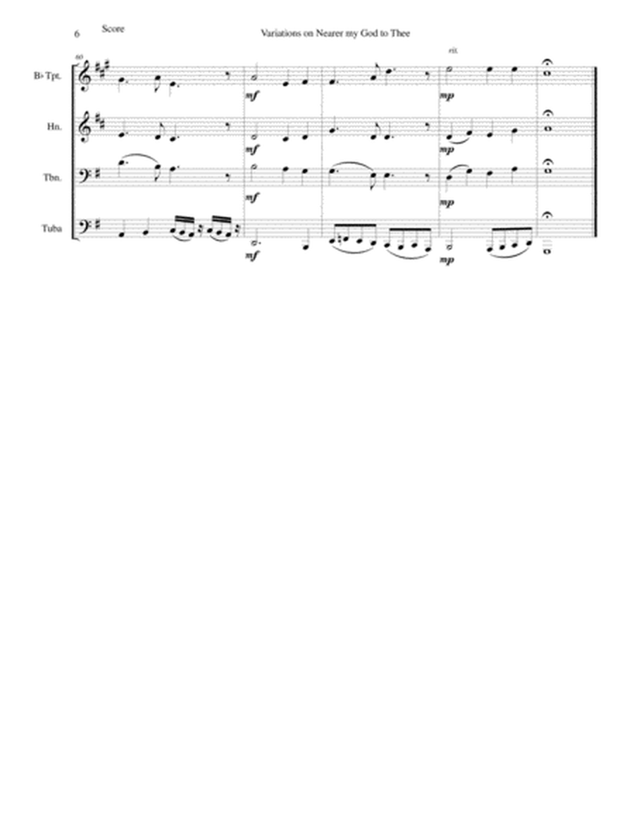Variations on Nearer my God to Thee (Bethany) for brass quartet image number null