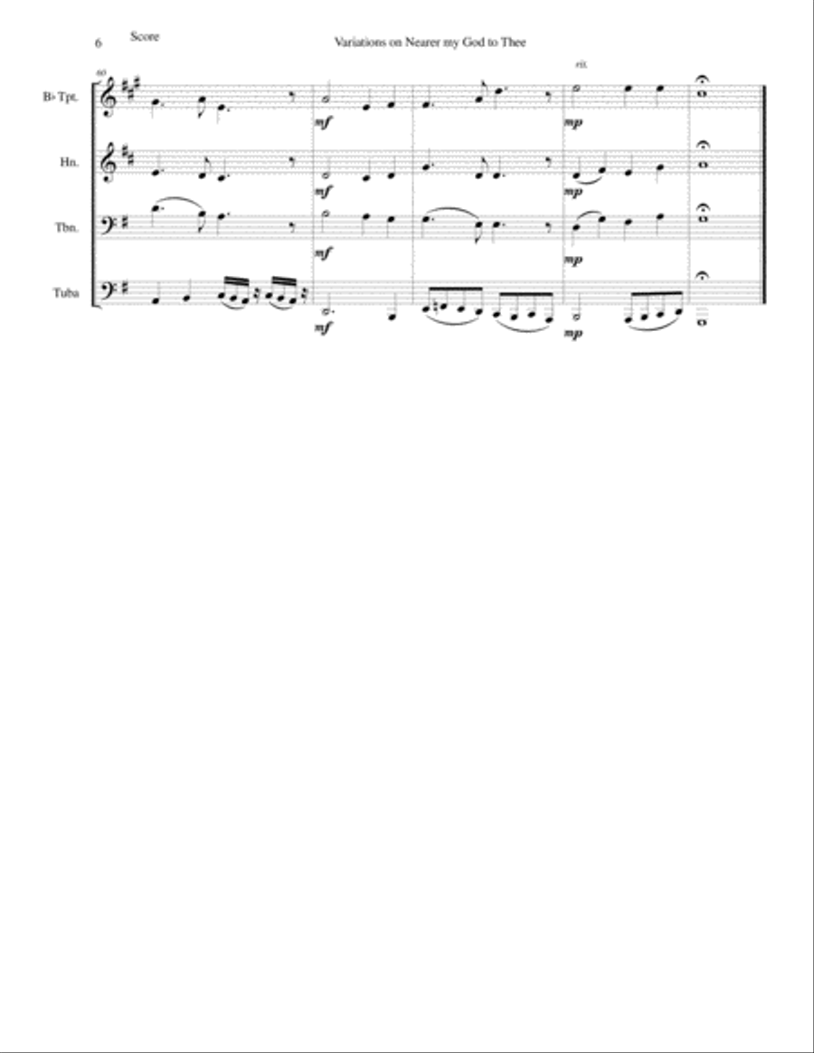 Variations on Nearer my God to Thee (Bethany) for brass quartet Brass Quartet scores gallery preview page 6