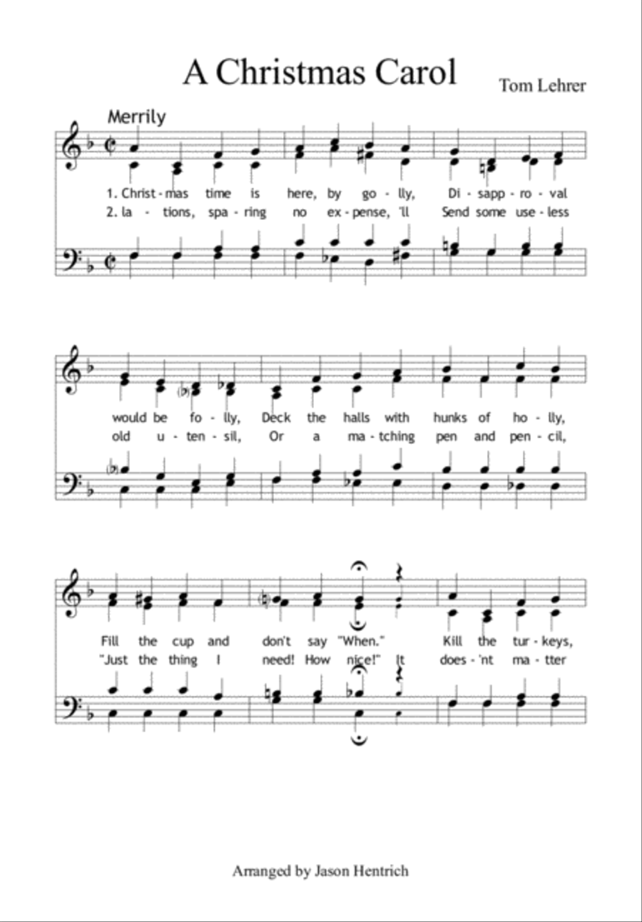 A Christmas Carol (Tom Lehrer) 4-Part scores gallery preview page 1