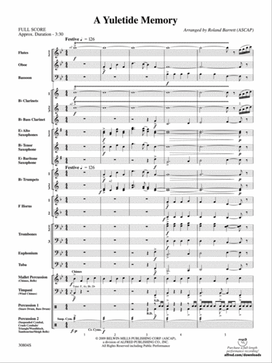 A Yuletide Memory Concert Band scores gallery preview page 2