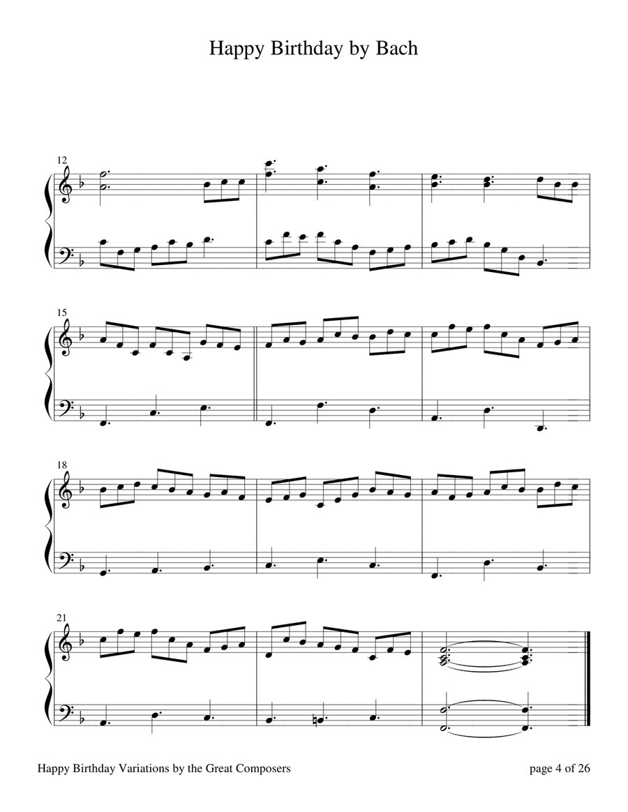 Happy Birthday Variations by the Great Composers (A Collection of 12 Piano Solos) Piano Solo scores gallery preview page 6