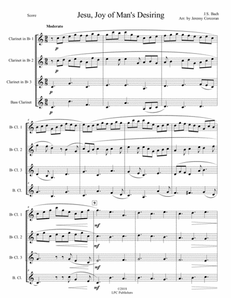 Jesu, Joy of Man's Desiring for Clarinet Quartet image number null