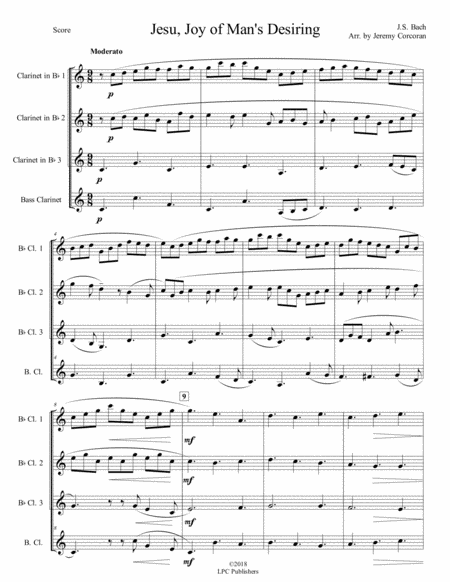Jesu, Joy of Man's Desiring for Clarinet Quartet image number null