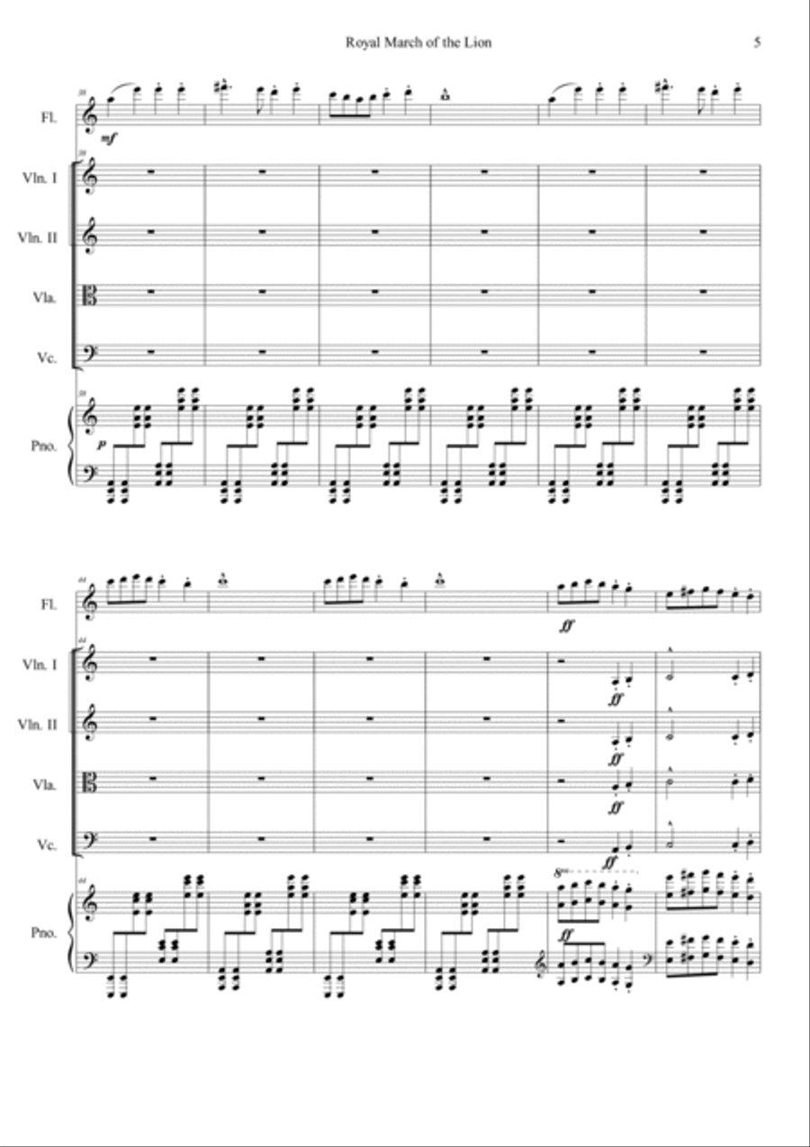 Le Lion (Le Carnaval des Animaux) Orchestra scores gallery preview page 5