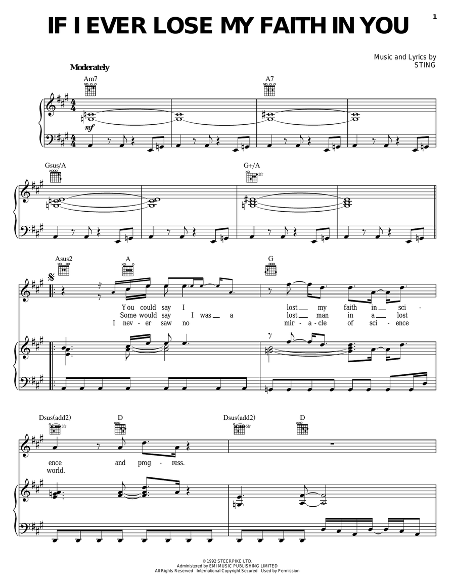 If I Ever Lose My Faith In You Piano, Vocal, Guitar scores gallery preview page 1
