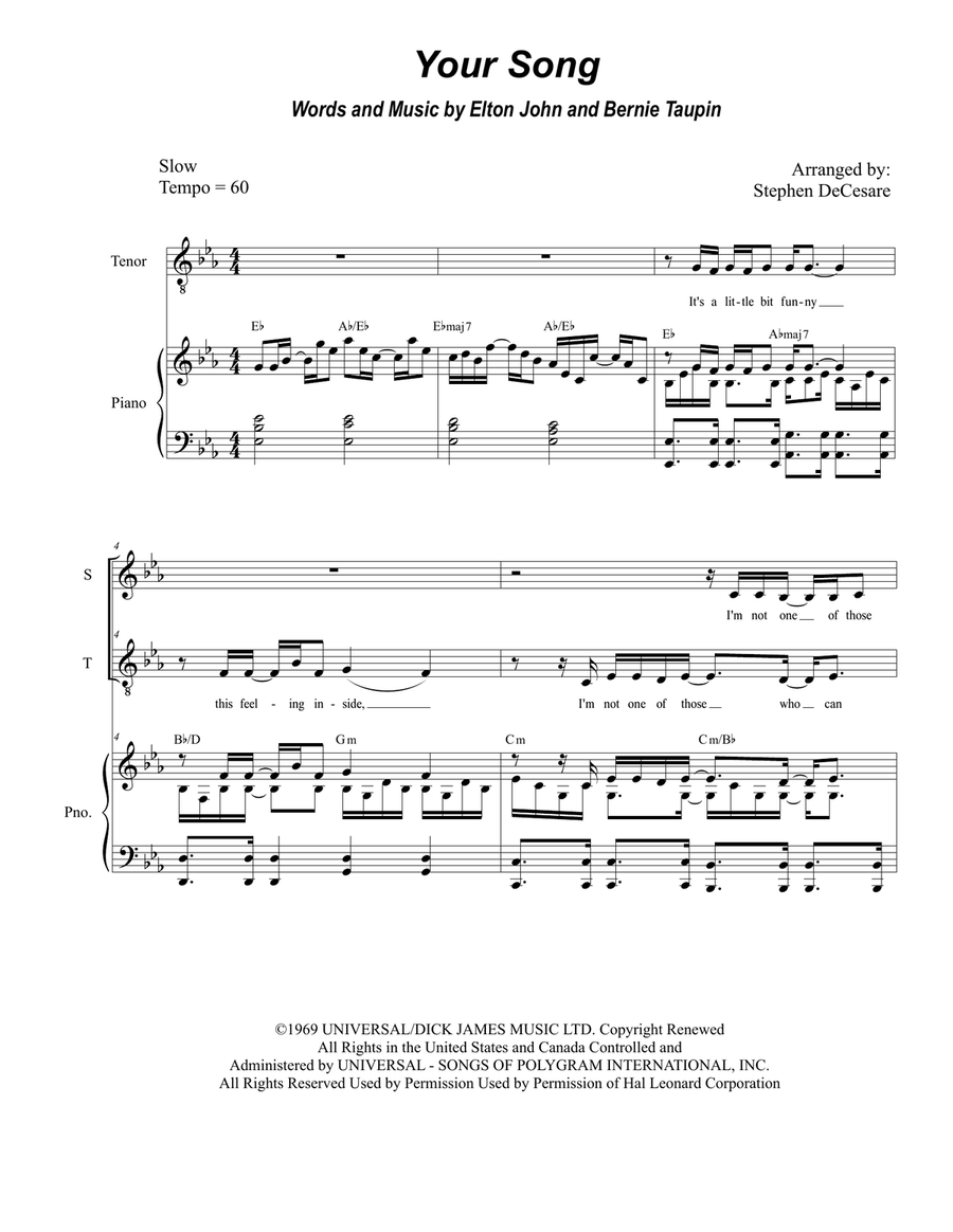Your Song Your Song 2-Part scores gallery preview page 1