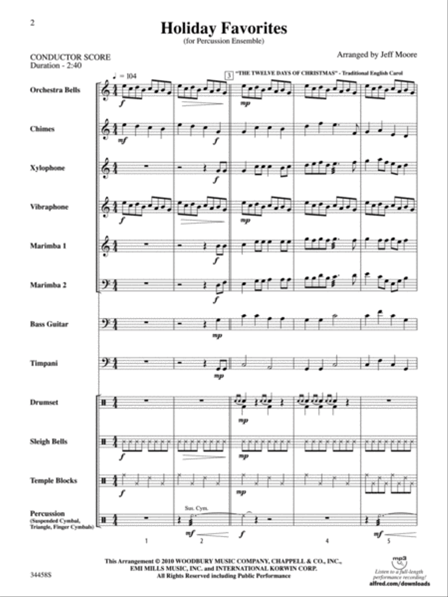 Holiday Favorites Holiday Favorites Percussion Ensemble scores gallery preview page 3