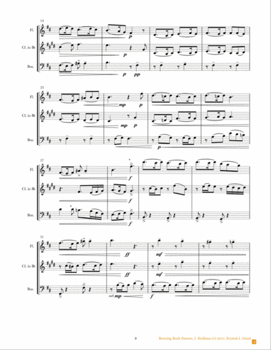 Burning Bush Dances Woodwind Trio scores gallery preview page 3
