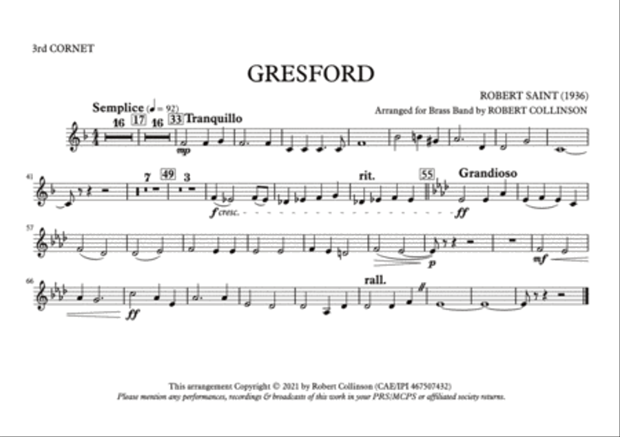 Hymn Tune: GRESFORD (A5 parts only) Hymn Anthems scores gallery preview page 5