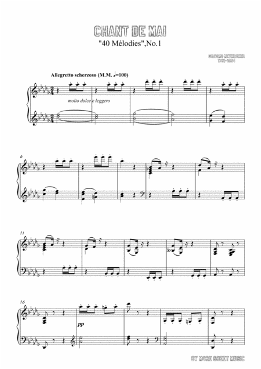 Meyerbeer-Chant de mai in D flat Major,for Voice and Piano Voice Solo scores gallery preview page 3