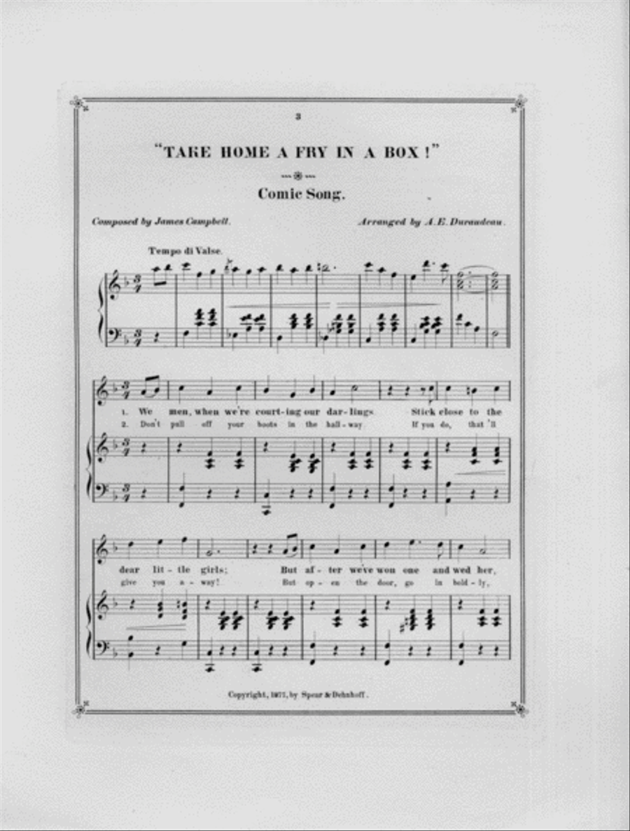 Take Home a Fry in a Box. The Great Comic Song of the Day Voice scores gallery preview page 2