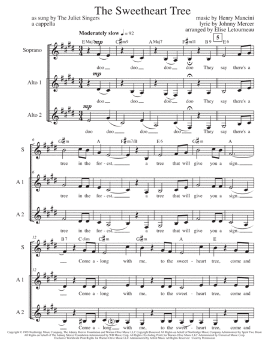 The Sweetheart Tree A Cappella scores gallery preview page 1
