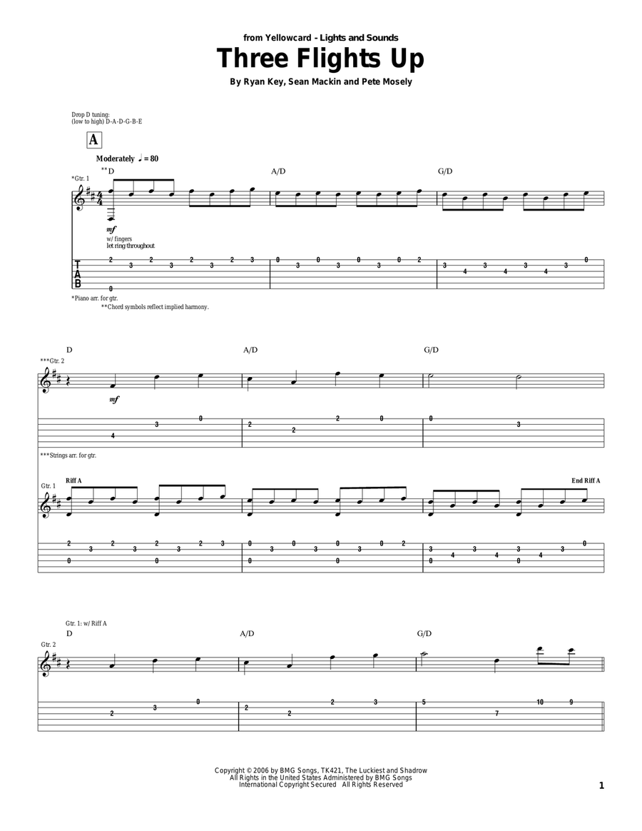 Three Flights Up Acoustic Guitar scores gallery preview page 1