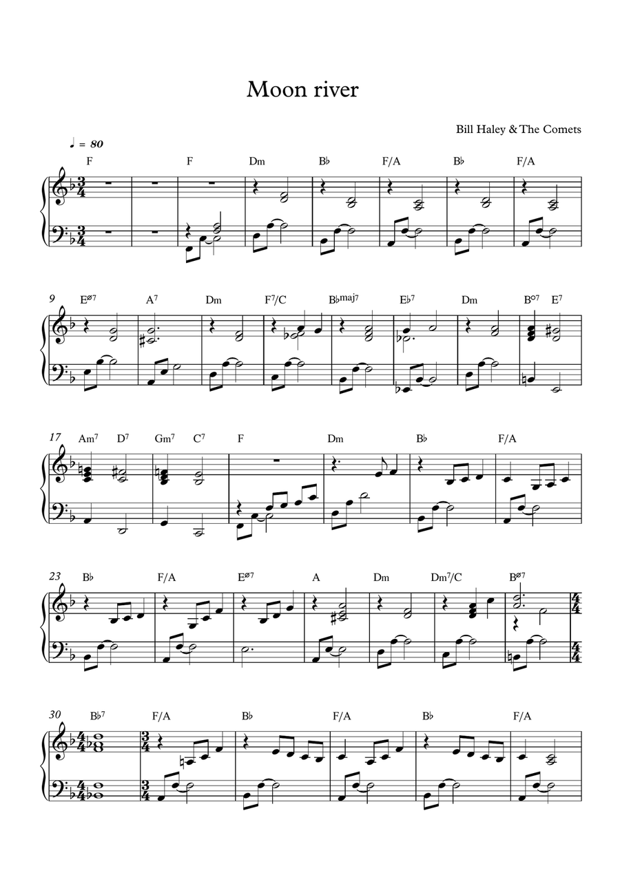 Moon River Piano Solo scores gallery preview page 1