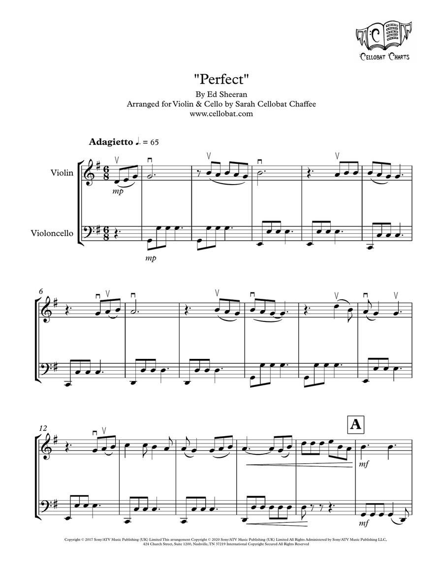 Perfect by Ed Sheeran String Duet - Digital Sheet Music