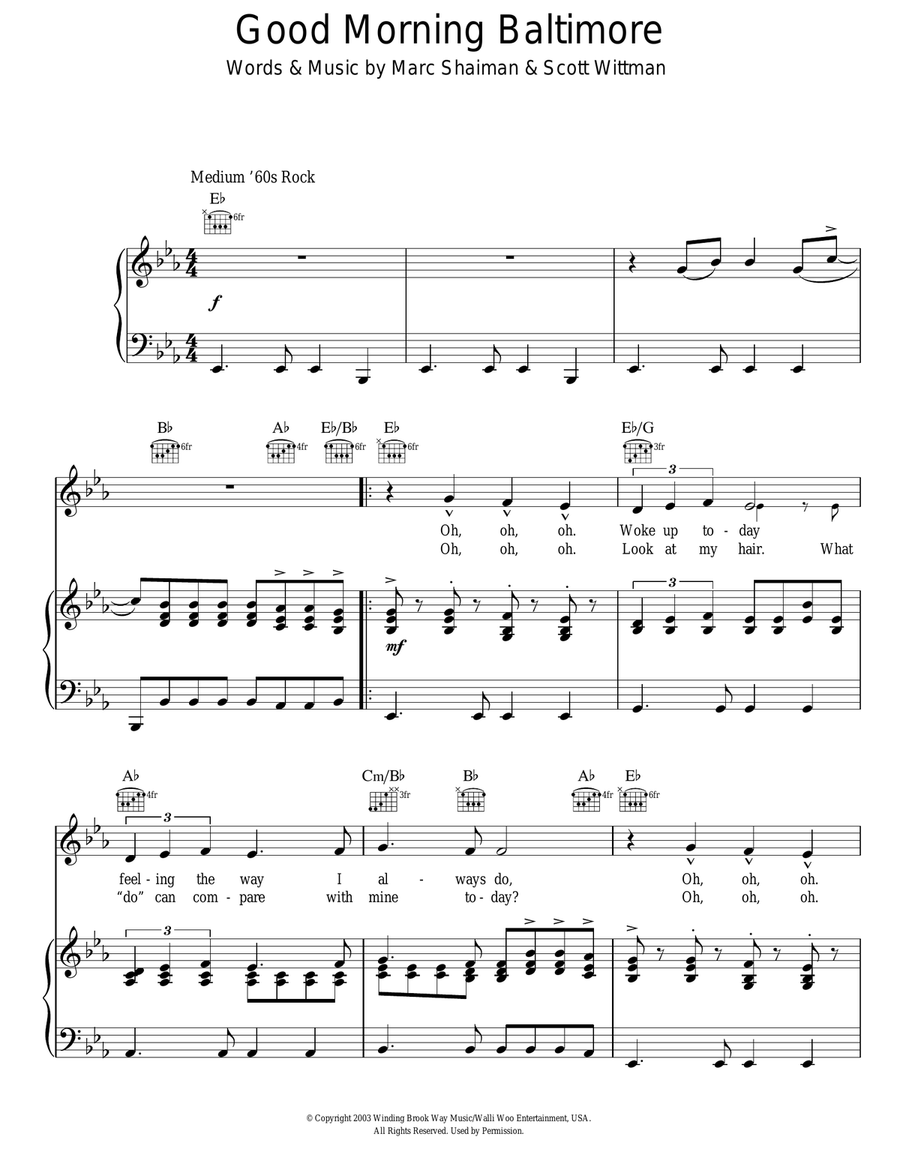 Good Morning Baltimore Acoustic Guitar scores gallery preview page 1
