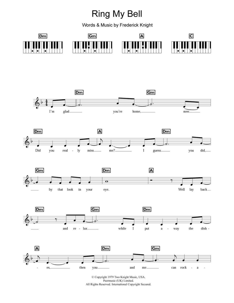 Ring My Bell Ring My Bell Piano scores gallery preview page 1