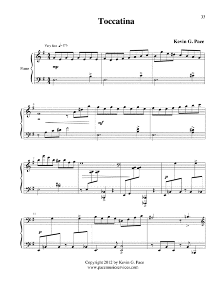 Toccatina - moderate level piano solo Piano Solo scores gallery preview page 2