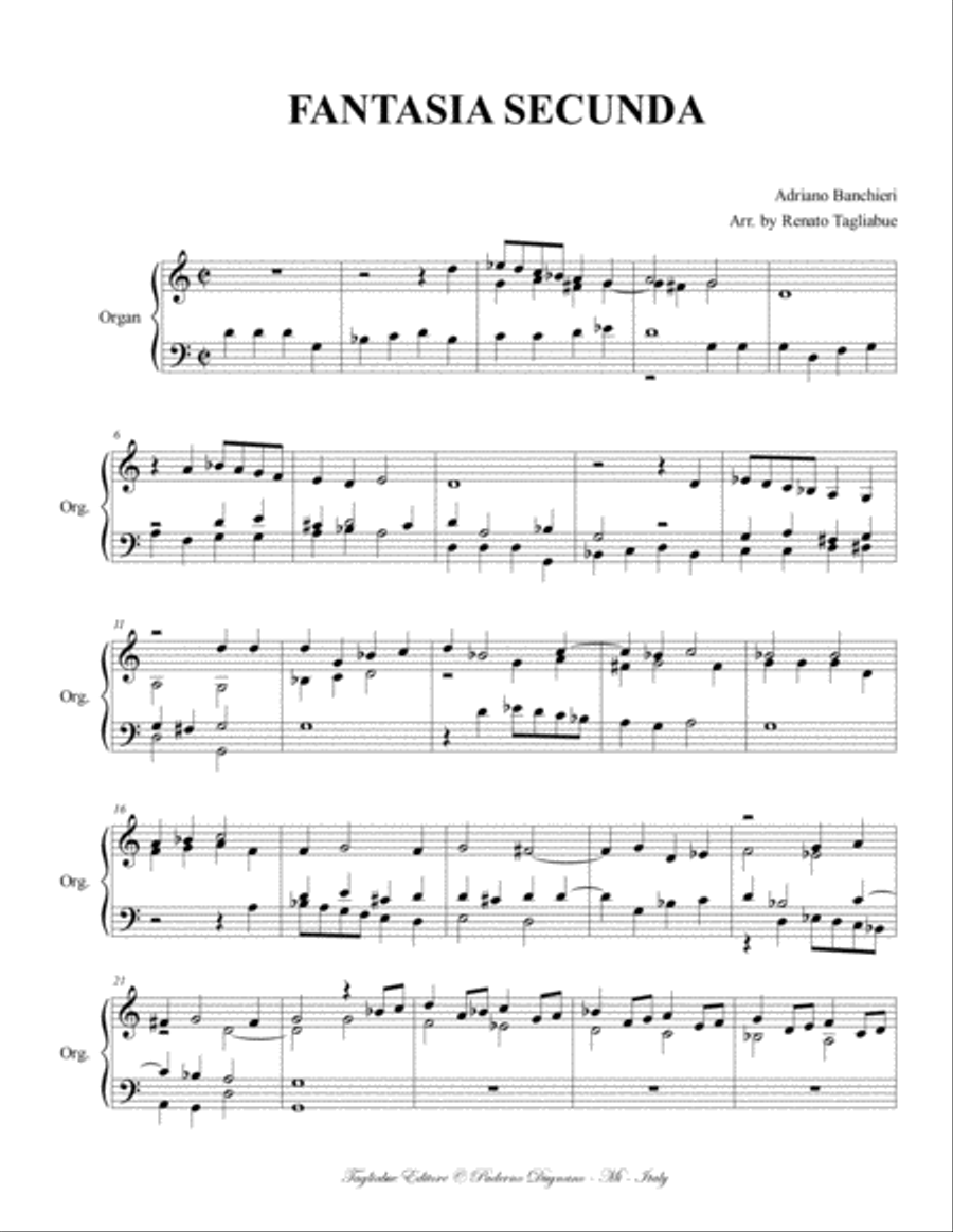 FANTASIA SECUNDA - Banchieri - For Organ Organ Solo scores gallery preview page 2