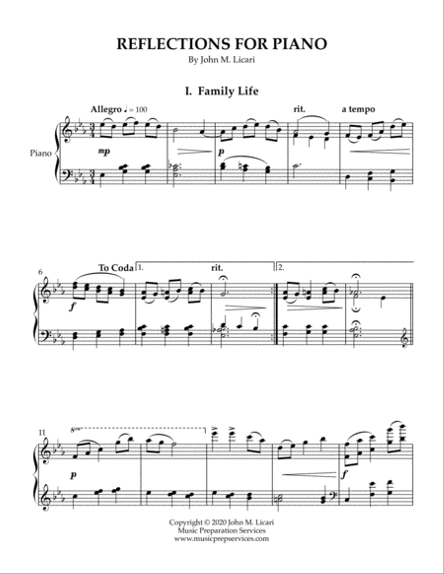 Reflections for Piano - John M. Licari (Solo Piano) Piano Solo scores gallery preview page 2