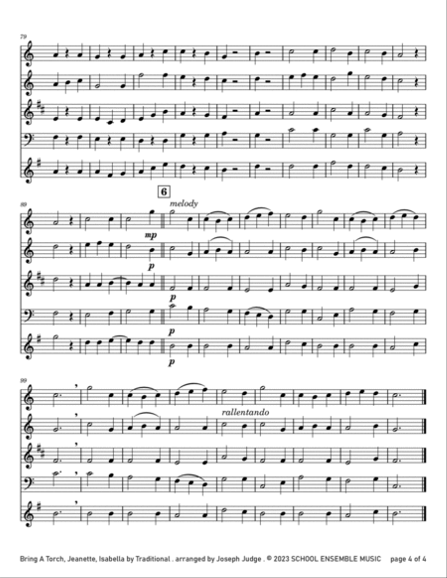 Bring A Torch for Woodwind Quartet in Schools Woodwind Quartet scores gallery preview page 4