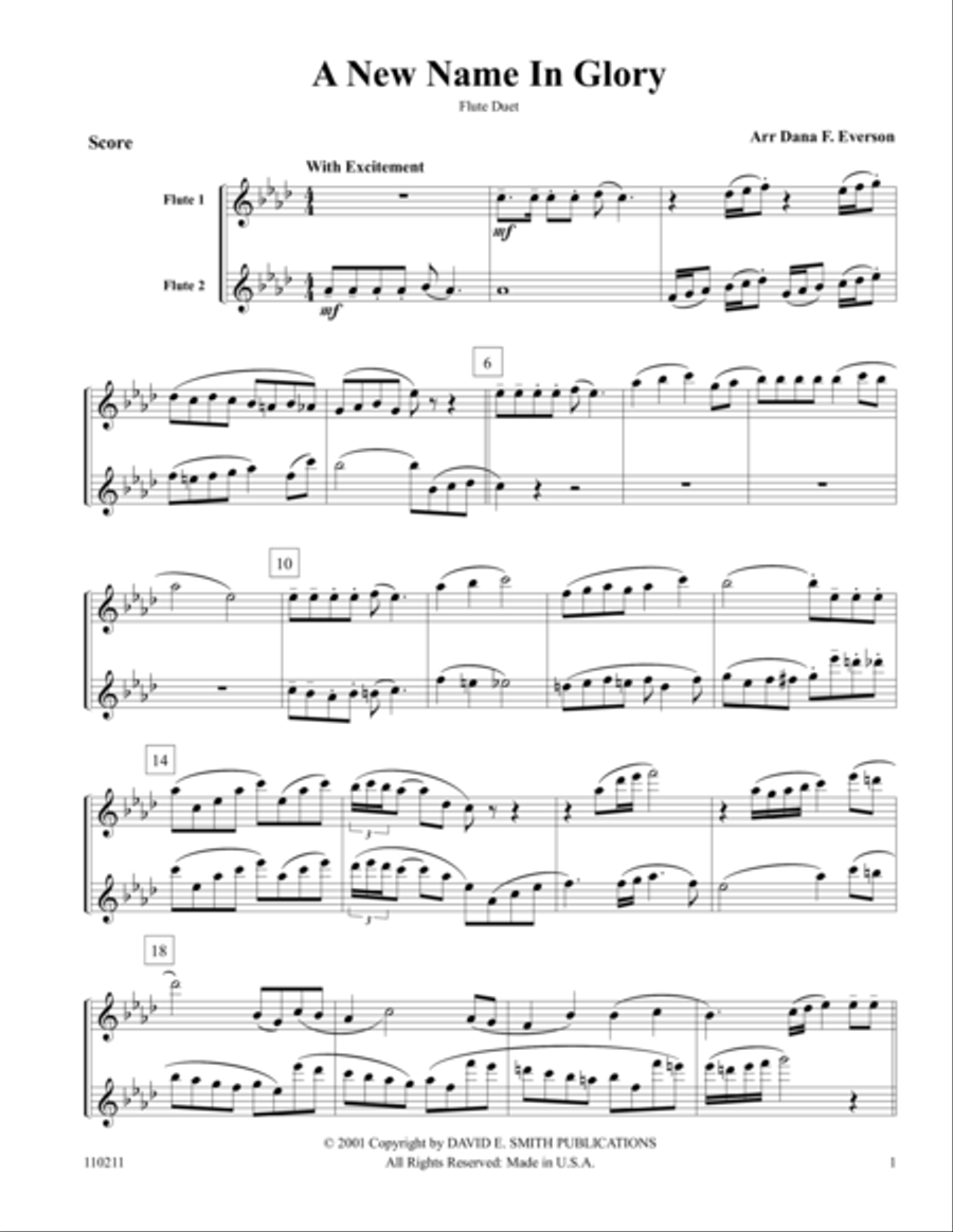 A New Name In Glory (unacc) Flute Duet scores gallery preview page 1