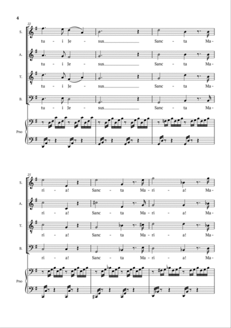 Ave Maria (Bach-Gounod) in G Major for SATB with Piano Accompaniment 4-Part scores gallery preview page 4