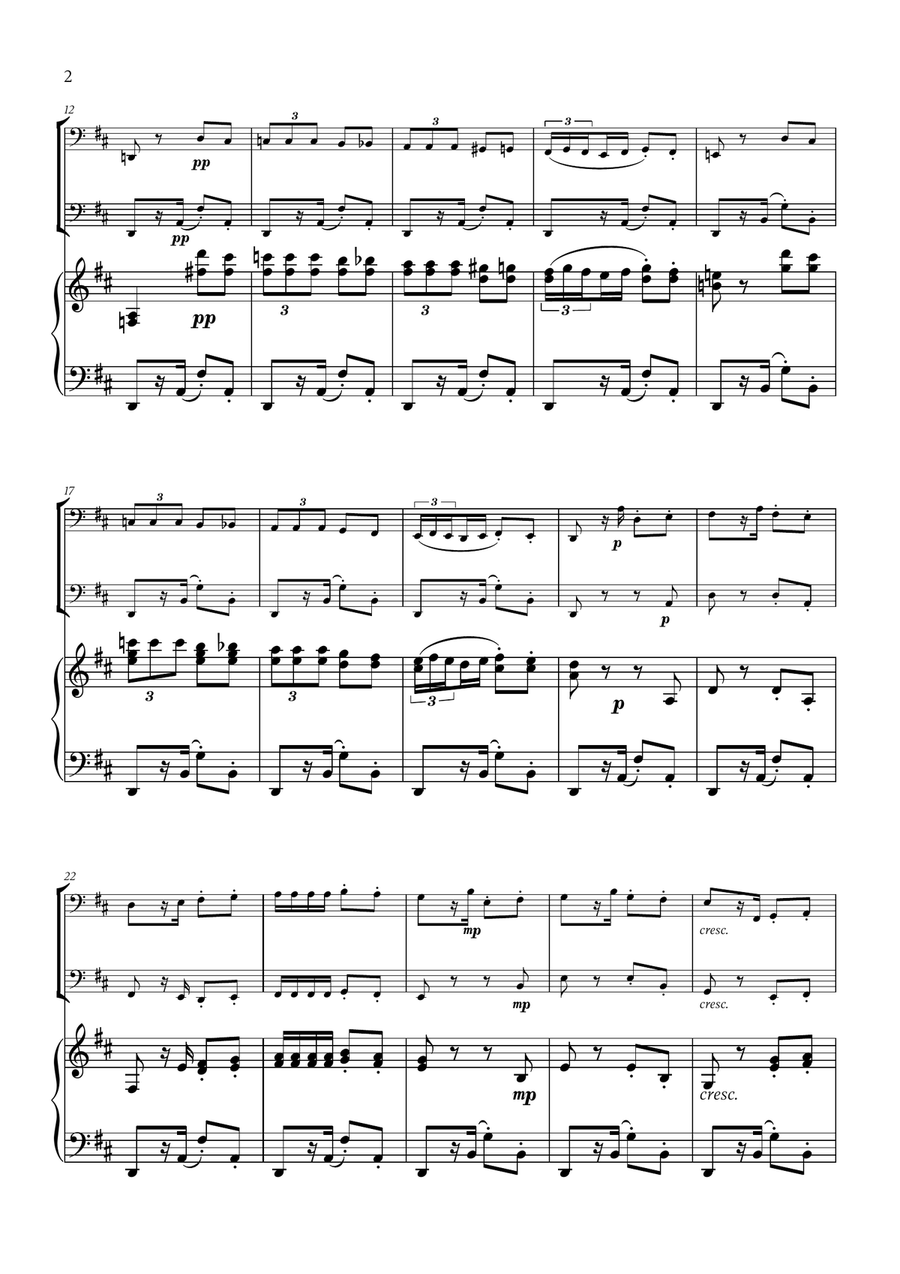 Georges Bizet - Habanera (from Carmen) (for Bassoon, Trombone and Piano) Trombone Duet scores gallery preview page 2