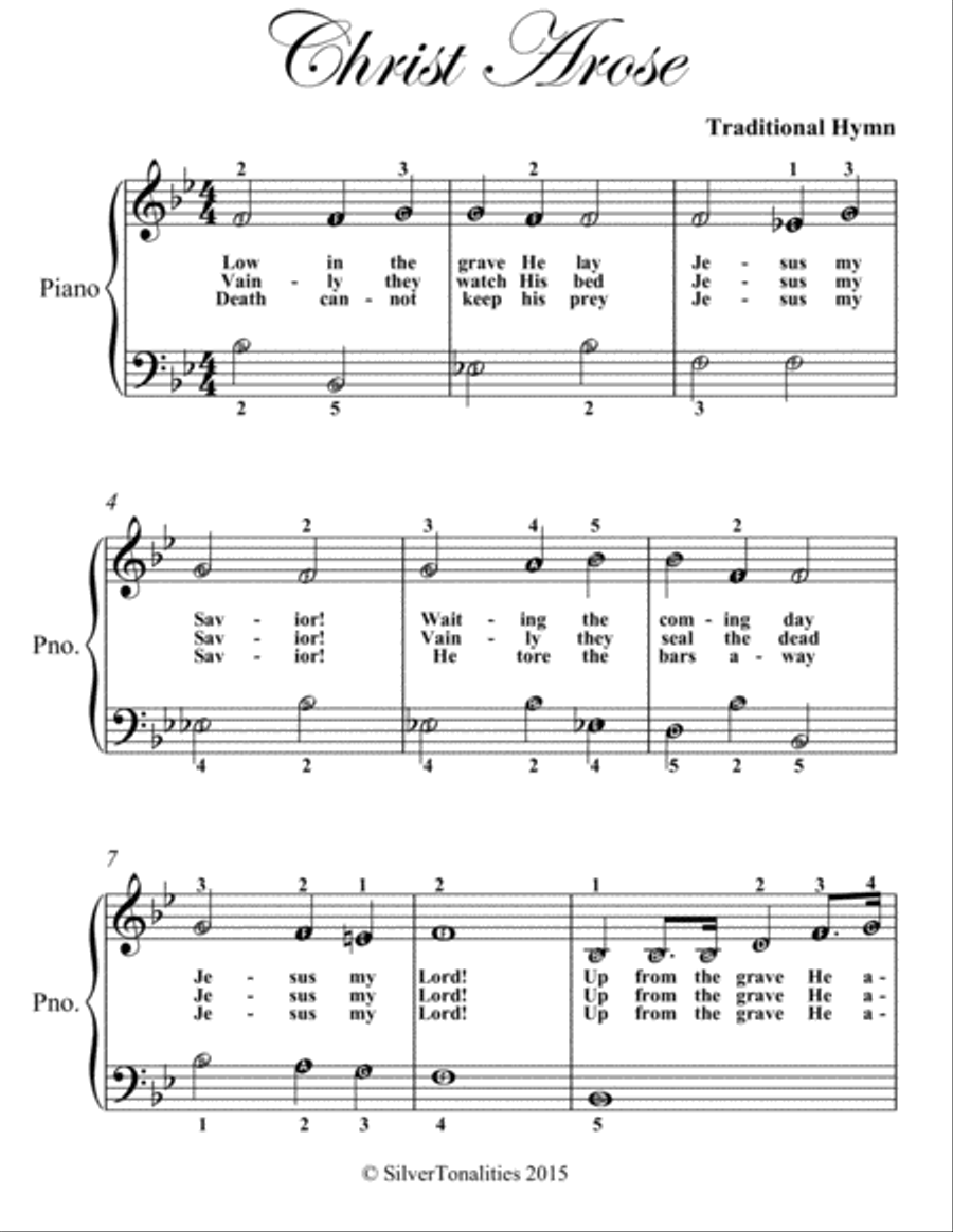 Christ Arose Easy Piano Sheet Music Easy Piano scores gallery preview page 2