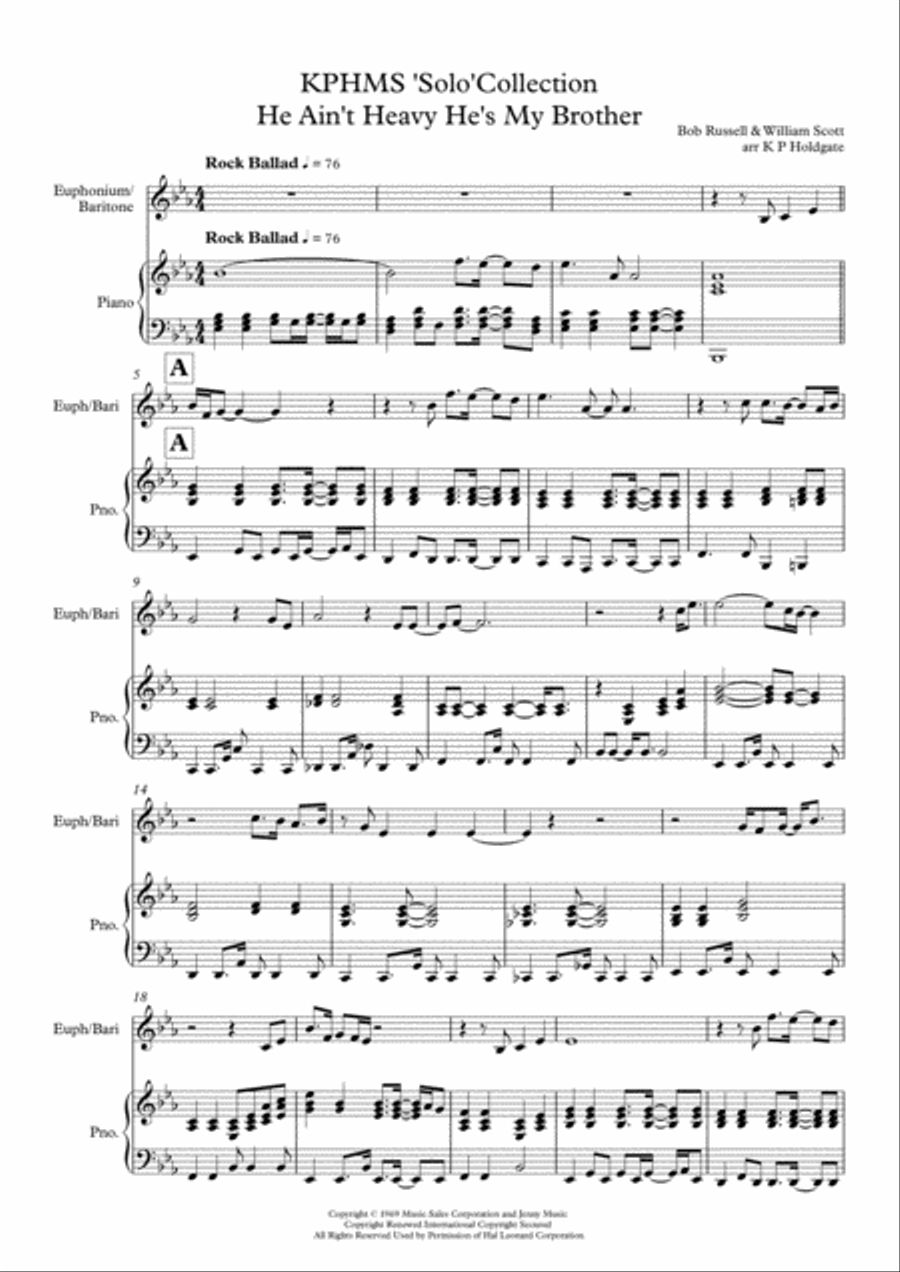 He Ain't Heavy, He's My Brother Brass Duet scores gallery preview page 1