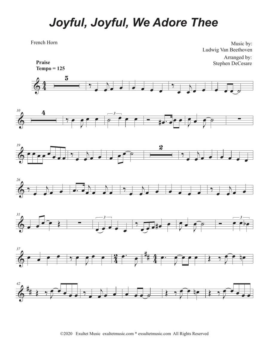 Joyful, Joyful, We Adore Thee (Duet for Bb-Trumpet and French Horn) Brass Duet scores gallery preview page 5